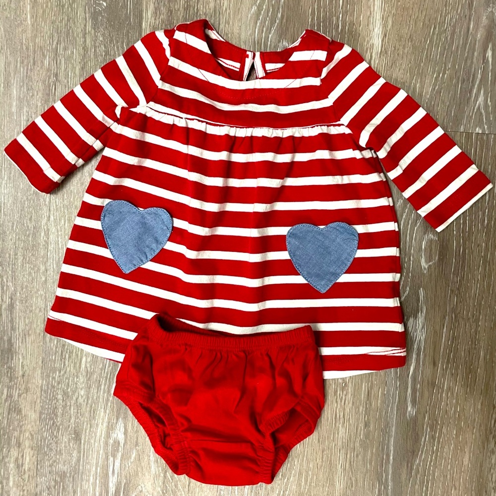 Gap baby 2 piece red and white stripe dress